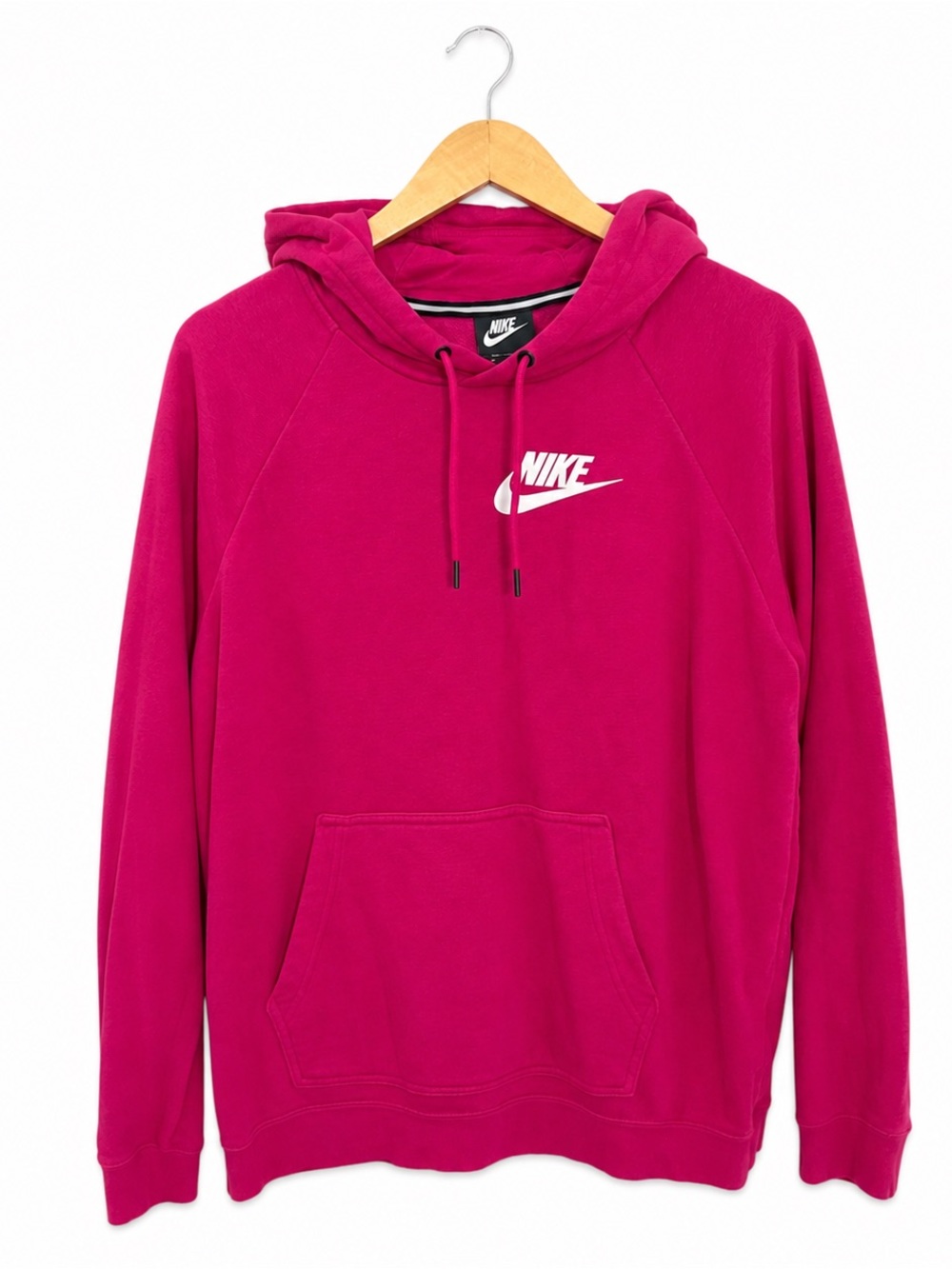 Nike Women's Pink Hoodie Sweatshirt Pullover Swoosh Logo Cotton Blend L